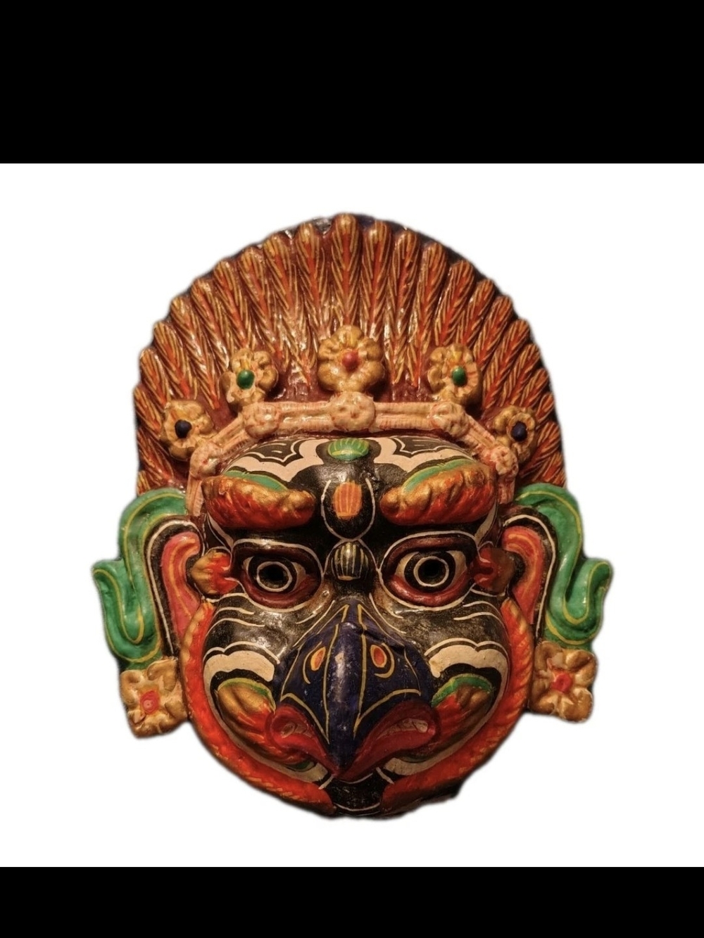 Vintage Garuda Mask Wall Hanging Hindu Mythology Bird Deity Paper Mache